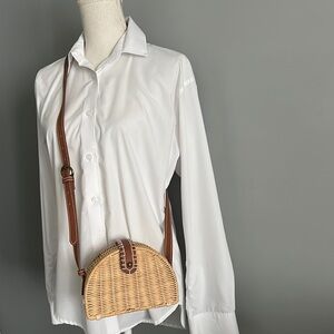 Brown Woven Crossbody Bag